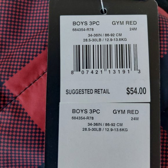 Hurley Boy's 3 Piece Puffer Vest Long Sleeve Shirt & Jogger Set-Green - Picture 7 of 7